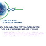 KEY OUTCOMES RESPECT TO GENDER ACTION PLAN AND WHAT NEXT POST COP 27 AND 15
